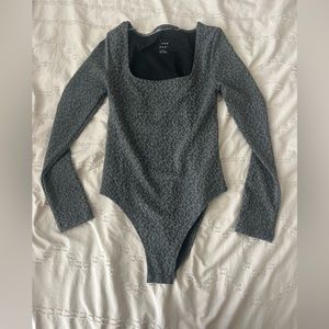 Grey XS body suit square neck like new!